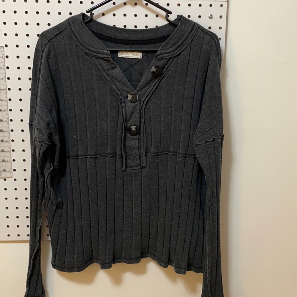 Free People Charcoal Gray Top